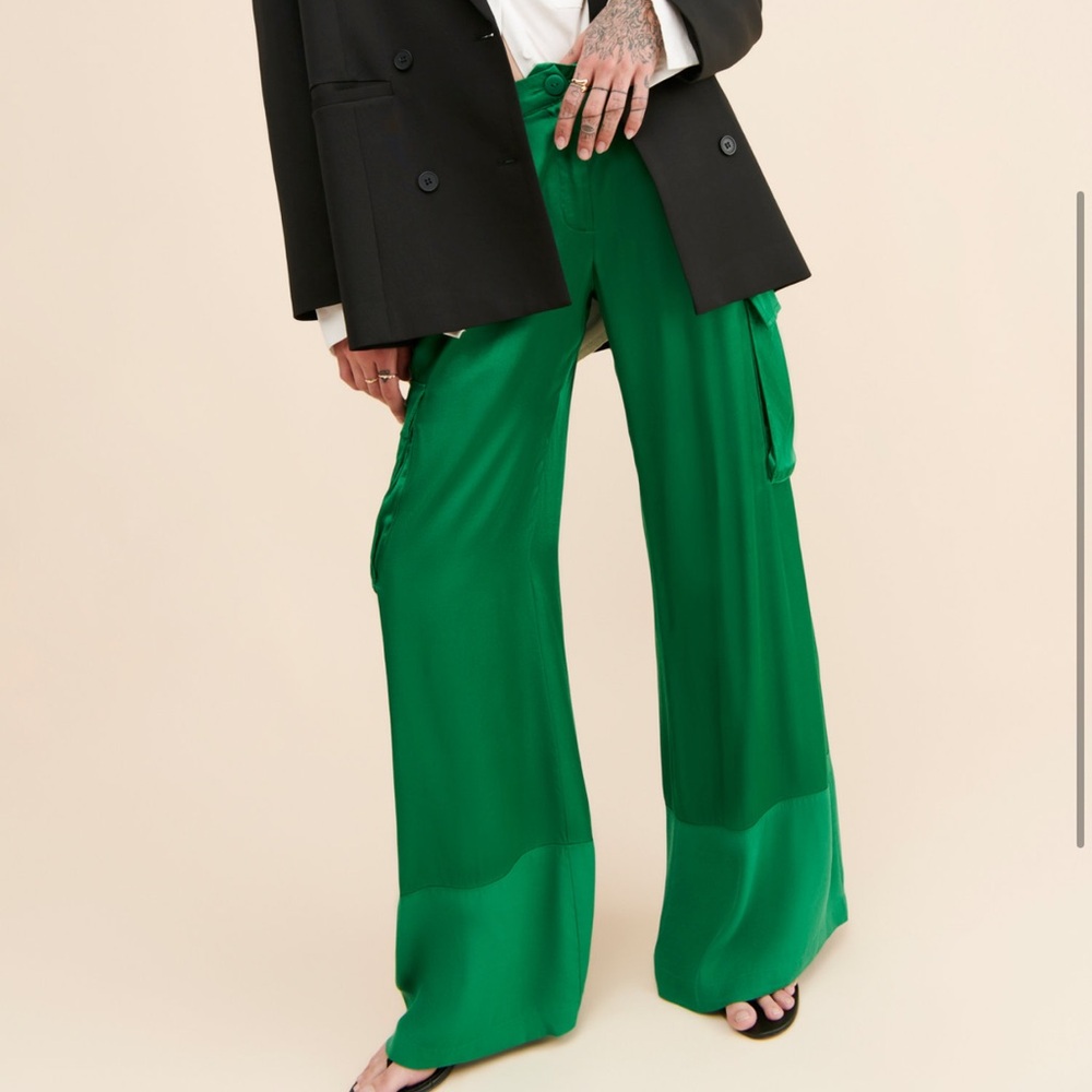 Corey Lynn Calter Satin Cargo Pants - Picture 2 of 9